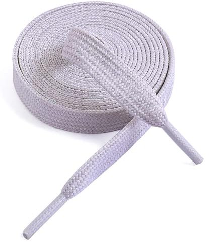 VSUDO 39 Inches Light Gray Fine Weave Flat Shoe Lace for Sneaker, 5/16” Width Flat Sneaker Shoestring, Flat Sneaker Shoelace, Flat Shoe String for Running Athletic Shoes (1 Pair-Light Gray-100CM)