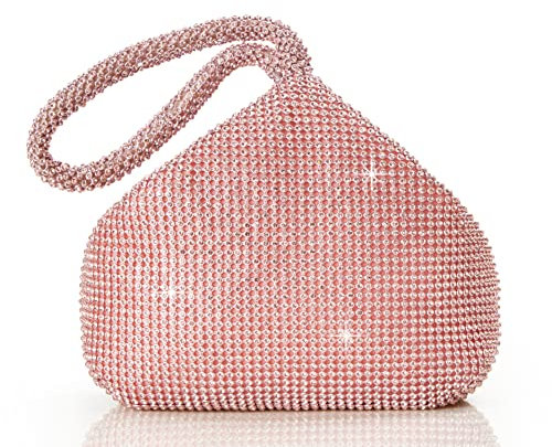 BABEYOND Bolso De Mano Para Mujer De Los Anios 20 Con Diamantes De Imitación, Bolso De Noche, Fiesta, Elegante, De Graduación, Accesorios De Boda Para Novia Oro Rosado