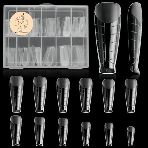 C12rtive 120 Stück Poly Verlängerung Gel Dual-Nagelformen,T-förmige Verlängerung Poly Nagel Gel Nagelformen,vollständige Abdeckungn Nagelformen,12 Größen für Nagelkunst-Design,Salon und Heimwerken