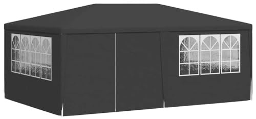 Coavain Pavillon mit Seitenwänden 4x6 m Anthrazit 90 g/m² Partyzelt UV- und Wasserbeständig Gartenpartys Einfach zu Montieren Gartenpavillon Robuster Rahmen Zelt Treffen und Partys im Freien