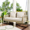 DRIXNO Hollywoodschaukel, Gartenschaukel, Gartenmöbel-Set für den Außenbereich, Beiges Rattan, beiges Sitzkissen, 2 Sitze, mit Sitzkissen und Rückenkissen, abnehmbar und waschbar