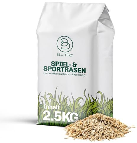 2,5 kg Rasensamen Sport & Spiel schnellkeimend 75 m², robust, sattgrün, ideal für Neuansaat und Nachsaat, Rasensaat Grassamen Frühjahr bis Herbst (2,5 kg)