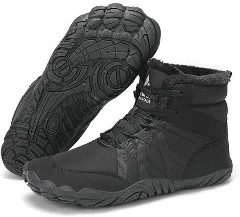 Mishansha Barefoot Shoes Invernali Uomo Stivaletti Scarponi Trekking Donna Inverno Scarpe Piedi Nudi Caldo Impermeabile Antiscivolo Stivali Nero profondo 40 EU