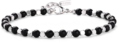 Chriscoco Bracciale Donna e Uomo con Pietre Naturali - Braccialetti di Perline in Acciaio con Occhio di Tigre e Turchese