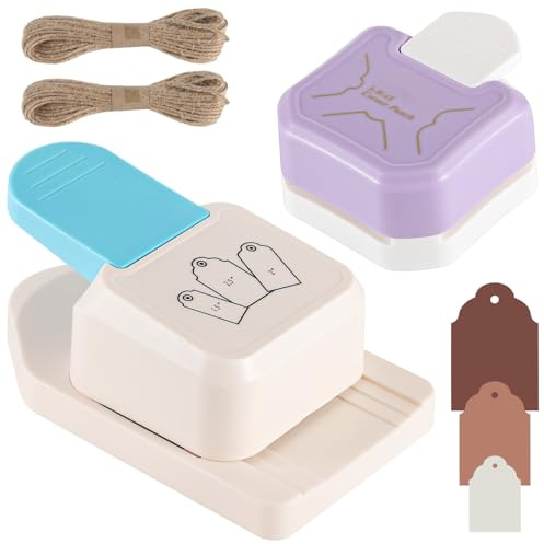 Kit di attrezzi per bricolage con punzonatrice per etichette 3 in 1, taglierina angolare e spago di iuta per scrapbooking e artigianato fai da te, include perforatore per etichette da 1,5 a 2,5