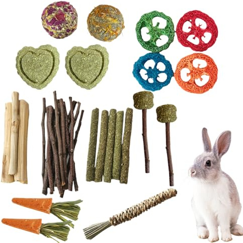 Roditore per criceti | Roditori per piccoli animali domestici con dolcetti in legno | Roditore Cura dei denti Roditore Giocattoli per roditori Forniture per Piccoli Animali Conigli Criceti