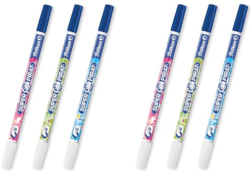 Pelikan Lot de 6 effaceurs d'encre Super Pirat - Couleurs assorties (épaisseur de trait B)