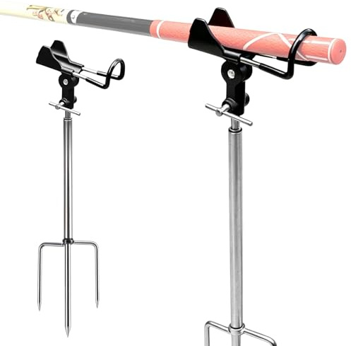 Support de Canne à Pêche, Lot de 2 Support Canne a Peche en acier inoxydable, Repose Canne à Pêche Pour Pêche Réglables à 360°, universels pour hommes, pour la pêche sur banc, au sol ou à la plage