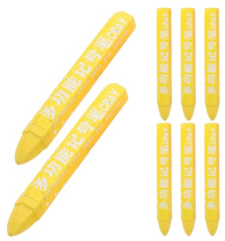 TOVINANNA 8pcs Yellow Tire Marking Crayon Pen with Wax Material for Smooth Writing and Water-resistant Multi-surface Marking, for Tire Shops and On-site Service