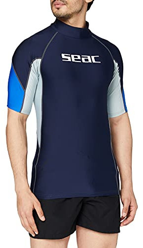 SEAC RAA Short Evo Man, Rash Guard UV-Schutz-Shirt zum Schnorcheln und Schwimmen Kurzarm für Herren, blau, XXXXL