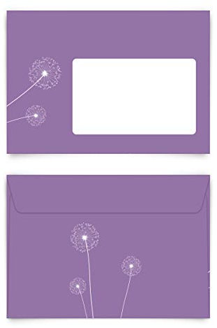 10 x Briefumschläge DIN C6 mit Selbstklebestreifen ohne Fenster - Pusteblume Lila