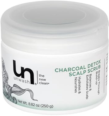 Unwash Charcoal Detox Scalp Scrub - Detoxify, Exfoliate, & Rebalance Hair & Scalp, Removes Build-Up, For Dry, Itchy Scalps Paraben Free, 8.82 oz