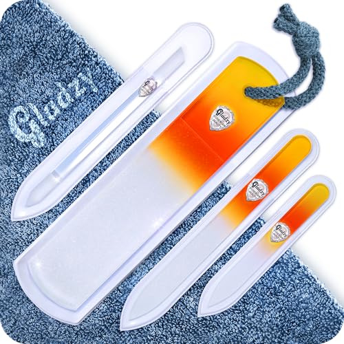 Set Lime per Unghie in Vetro Ceco - Lima per Rimozione Calli, Spingi Cuticole di Precisione, Doppia Superficie a Grana Diversa, Manicure e Pedicure, Cura Delle Unghie e Nail Art Professionale