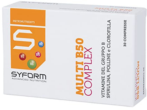 MULTI B50 COMPLEX, Vitalità ed energia, Vitamine B, Favorisce l’appetito, Micronutrients, Senza Glutine, Senza Lattosio, 30 COMPRESSE