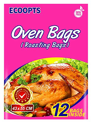 ECOOPTS Lot de 12 sacs à rôtir de grande taille pour la cuisson au four, pour la viande, le jambon, les fruits de mer et les légumes 43 x 54 cm