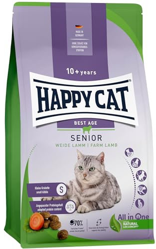 Happy Cat 70613 - Senior Weide Lamm - Katzen-Trockenfutter für Katzensenioren ab dem 8. Lebensjahr - 300 g Inhalt