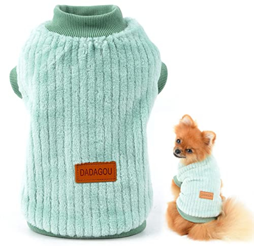 SMALLLEE_LUCKY_STORE Pull en polaire côtelé pour petits chiens, chat, chiot, yorkshire, chihuahua, vêtements d’hiver chauds