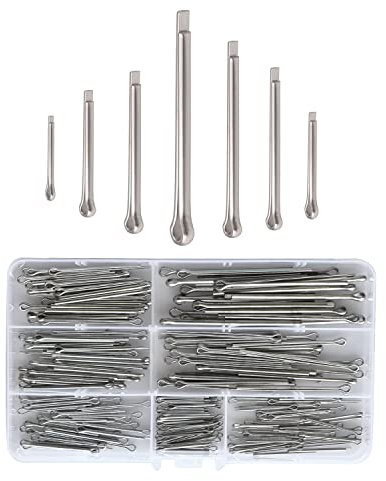 215 Stück Splint set, Edelstahl Splinte Sortiment, 7 Größen Sicherungssplinte (M1/M1,5/M2/M2,5/M3)(20/25/30/40/50/60mm) für Automobil,Marine,Maschinen,Motor, Fahrrad Befestigung und Reparatur