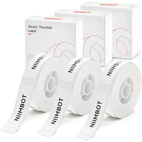 NIIMBOT Nastro per etichette della stampante modello D11 D110 D101, (3 rotoli, 15 × 50 mm), carta da stampa adattata, nastro di ricambio per etichette per ufficio e casa, bianco