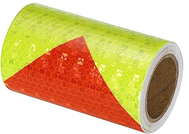 PATIKIL Reflektierende Bänder 4x10Ft Wasserdicht Hohe Sichtbarkeit Warnung Sicherheit Fluoreszierend Kleber Klebeband Draußen Reflektor Stickers für Autos Lkws Gelb Rot