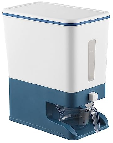 Oikabio Dispensador de arroz tipo prensa para almacenamiento de cereales domésticos, caja de arroz, cubo dispensador de arroz, latas de arroz 10KG-B