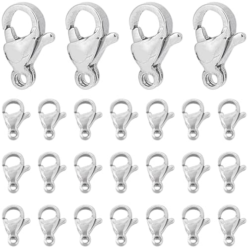 SUNNYCLUE 1 scatola 100 pezzi Chiusure A Moschettone In Acciaio Inossidabile Gioielli Chiusura Ad Artiglio di Aragosta 6x9 mm Mini Piccoli Fermagli A Gancio Fermagli per Bracciale Chiusure Collana Con