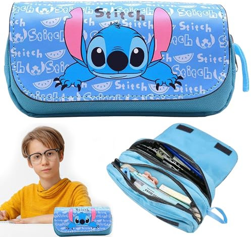 YISKY Stit-ch Federmäppchen, Stit-ch mäppchen, Stit-ch Cartoon Mäppchen, Anime Mäppchen, Pencil Case, Tragbare Stifttasche, Stifttasche, Federmäppchen Für Kinder, Geschenk für Mädchen und Jungen
