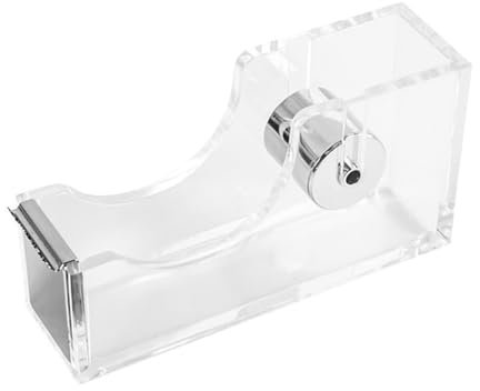 Klebebandspender aus Acryl, Tischabroller Tape Abroller, Transparent Klebebandabroller für Schreibtische, Schule, Zuhause, Silber