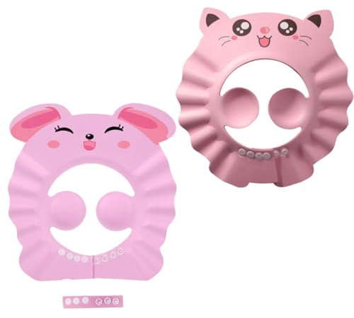 2 Stück Shampoo Schutz für Kinder, Baby-Duschhaube, Verstellbare Duschhaube für Kinder, für Säuglinge, Kleinkinder, Kinder, Rosa