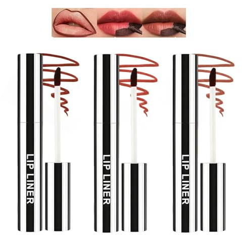 lip stain peel off,3 Colores Peel Off Lip Liner Stain, Perfilador de Labios Permanente – Delineador de Labios Waterproof y Antimanchas (marrón/marrón oscuro/rojo vino)