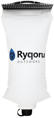 Ryqoru 2L Collapsible Water Bag, 28mm Thread Compatible with Sawyer Squeeze | 0.3 mm TPU water bladder, wide-mouth slide seal, lightweight, packable, for camping and hiking