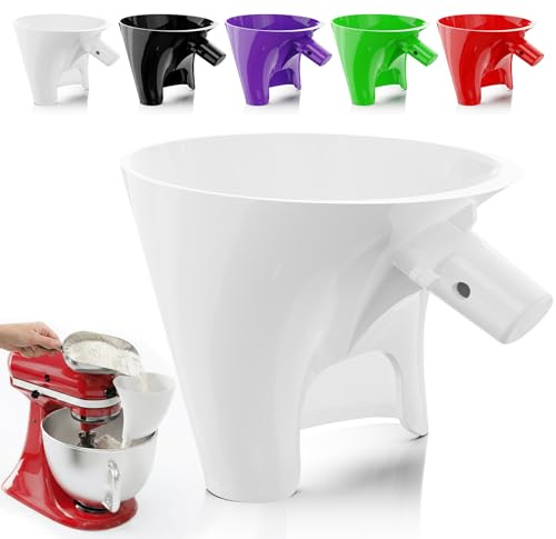 Flour Funnel for Kitchen Aid Mixer, Kitchen Aid Accessories and Attachments, Fits KitchenAid Mixer 4.5 & 5 Quart (KSM150), Dishwasher Safe,No Mess Baking Tool (White)