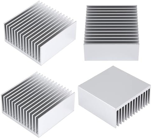 Awxlumv 4PCS 50mm Aluminum Heatsink Kit 50x50x20mm/ 1.57 (L) x 1.57(W) x 0.79(H) Heat Sink Cooler for GPU CPU Peltier Plate Module Router Amplifier Led Chipset Heat Radiator Cooling Fin (Sliver)