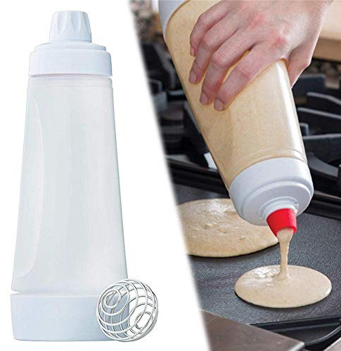Piaoliangxue Batter Mixing Bottle, 28cm x 10cm x 10cm, 1000ml, Stainless Steel, Non-Stick Free, Dishwasher Safe, Ideal for Pancakes, Waffles, Crepes, Muffins, Pastries