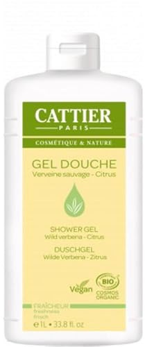 CATTIER PARIS Duschgel Wilde Verbena & Zitrus - XXL Größe mit Pumpspender - zertifizierte Naturkosmetik - 1000 ml (Die Verpackung kann variieren)