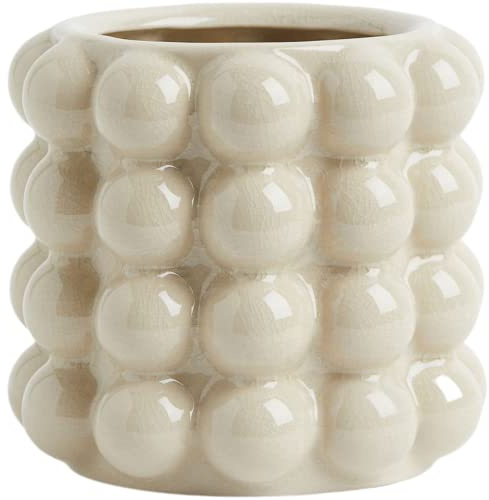 YANWE1 Bubble Vase, Beige Ceramic Vase for Flowers, Short Vases for Boho Decor, Decorative Vases for Flowers, Living Room, Bedroom, Office, Fireplace, Mantel, Coffee Table, 5 Inches