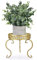IGNPION 1 soporte de metal artístico para macetas, soporte para macetas de flores para interiores y exteriores, dorado (no incluye planta)