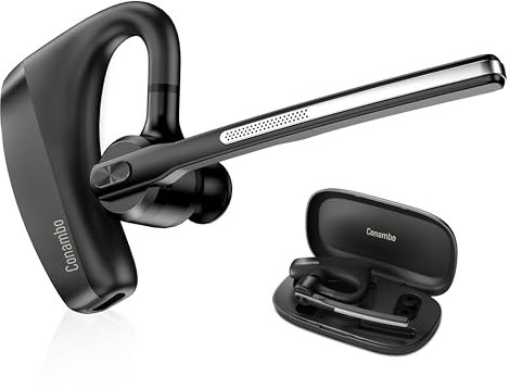 Conambo K10C Bluetooth Earpiece V5.2, Wireless Headset with Dual Mic Noise Cancelling for iOS Android, Trucker, Office