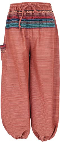 GURU SHOP Leichte Yogahose, Tai Chi Hose, Goa Hose, Freizeithose - Rostorange, Herren, Baumwolle