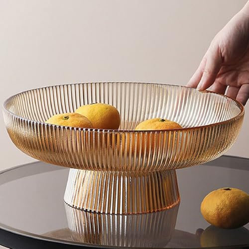 Xeiwagoo Glass Fruit Bowl,Large Decorative Glass Bowl,Decorative Pedestal Bowl for Table Décor,Fruit Bowl for Kitchen Counter Decor (Amber)