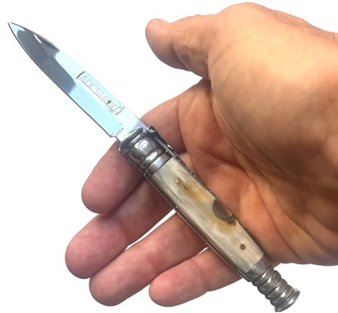 ADCSHOP Nava Asta de Bull Svärdspets Kniv Tjurhorn Spets Svärd - 17,80 cm - blad av 3Cr13Mov-stål, 7,60 cm - handtag av tjurhorn 10,20 cm - vikt 51,50 g - bärbarhet och daglig användning.