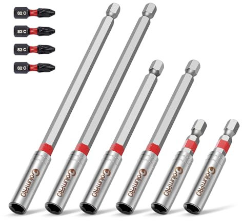 ColumPRO 10PCS Magnetic Extension Bit Holder Set, 60, 100, 150mm Hex Shank S2 Steel Magnetic Drill Bit Extension Holder with 4*PZ2 Screwdriver Bits