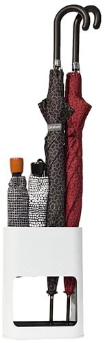 KINSTON - Porte-Parapluie Blanc Design Minimaliste - Dimensions 21 x 28 x 9 cm, Stable avec Plateau Amovible pour Séchage Rapide - Capacité Jusqu'à 4 Parapluies, Idéal pour Petits et Grands Parapluies