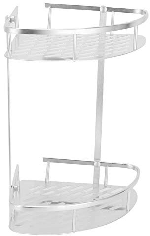 Jwthee Esquina para carrito de ducha de pie, organizador de carrito de ducha de esquina de pie de 2 niveles, estante de ducha de aluminio, almacenamiento en estante para baño, cocina,