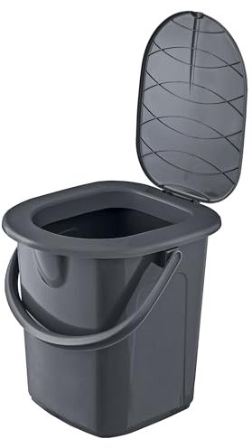 BranQ - Home essential, zu 100 % aus recyceltem Material hergestellt, Ökologisch, Mobile Campingtoilette 22 Ltr mit max. Tragkraft bis 120kg, ECO Grau
