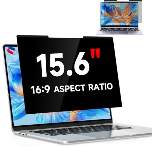 Magnetischer Sichtschutzfolie für 15,6 Zoll Laptop 16:9, Abnehmbarer Anti Spy Bildschirm Blickschutzfolie, 15,6 blendfreier Sichtschutzfolie Displayschutz für Lenovo HP Dell Acer Samsung Asus
