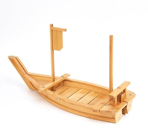 Sushi båt bambu, storlekar trä sushi båt serveringsbricka, bambu båtform sushitallrik, stor sushitallrik, servering båtplatta för restaurangartiklar eller hem, 100 cm