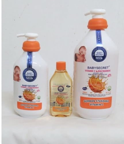 Baby Secret Vitamin C & Niacinamide Lotion 400ml + Shower Gel 1000ml + Oil 120ml - 3pcs Set