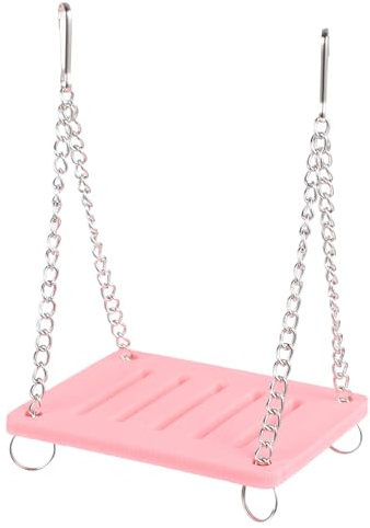 Veemoon Balançoire pour Hamster en Bois et Métal, pour Petits Animaux, Accessoire Solide et Sécurisé pour Cage, pour Hamster Domestique, Couleur Rose, Usage Ludique et Maison DIY