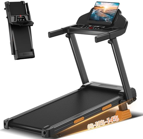 CURSOR Tapis de Course Pliable Inclinable 15% | Tapis de Marche Inclinable 12KM/H,Treadmill Home avec moteur 3.0CV et affichage LED, Charge max. 136KG
